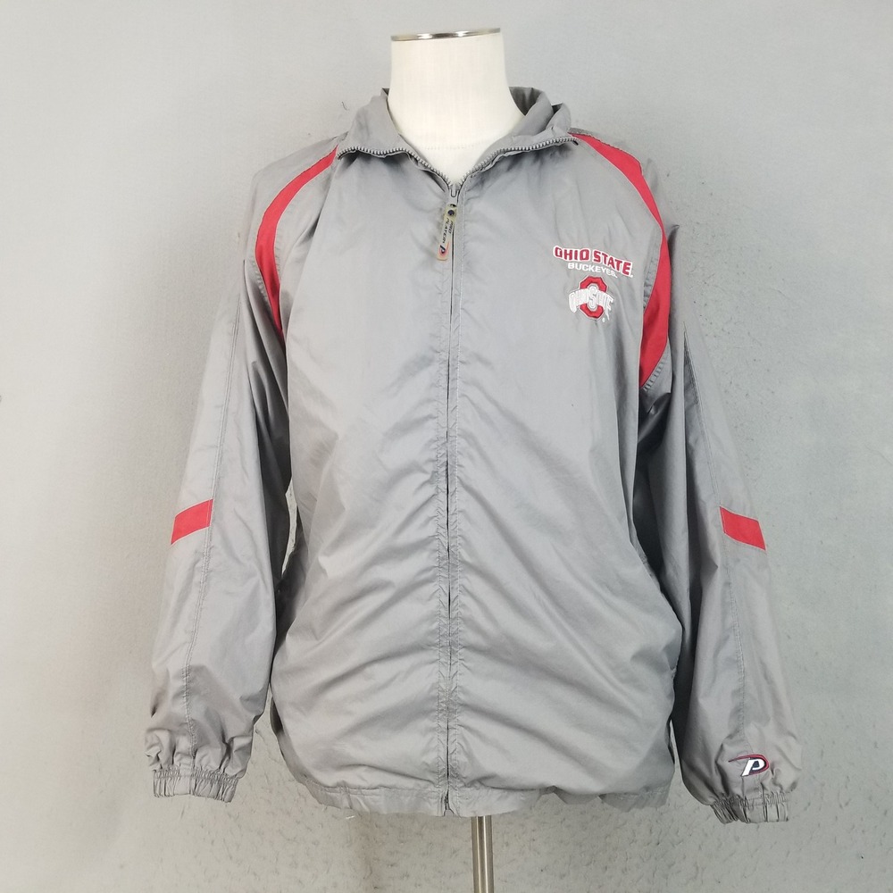 Pro Player Windbreaker Mens S Gray Ohio State Buckeyes Fleece Lined Full Zip